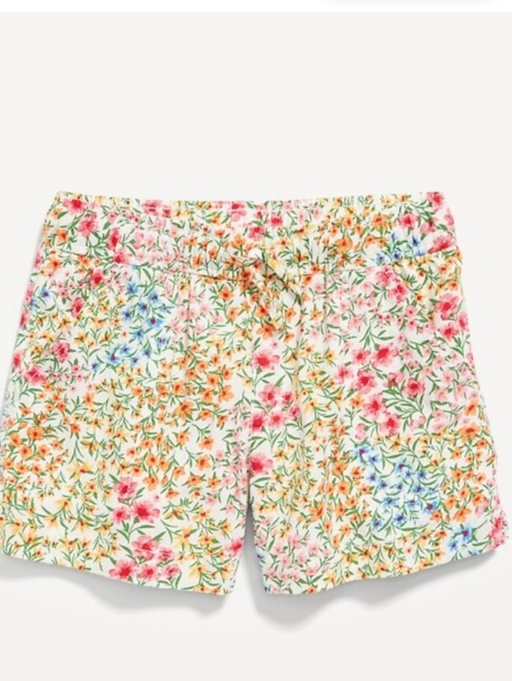 Old Navy Girls Floral Summer Shorts Medium Size 8 Pockets Drawstring Linen Blend